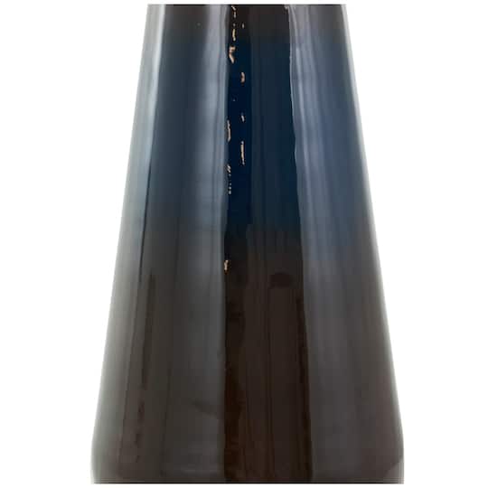 16" Blue Metal Ombre Vase with Brown Accents